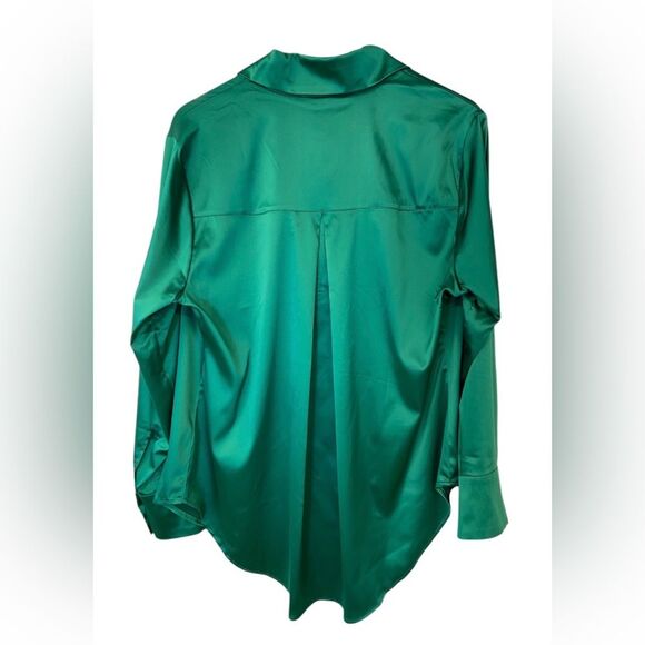 Lane Bryant Hi Low Emerald Green Satin Blouse Size 16 NWT - Picture 3 of 11